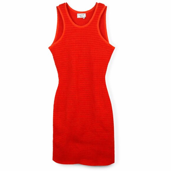 Lanvin Dresses & Skirts - Lanvin Orange Resort Collection Semi-Sheer Scuba Mesh Tank Bodycon Dress Size 38